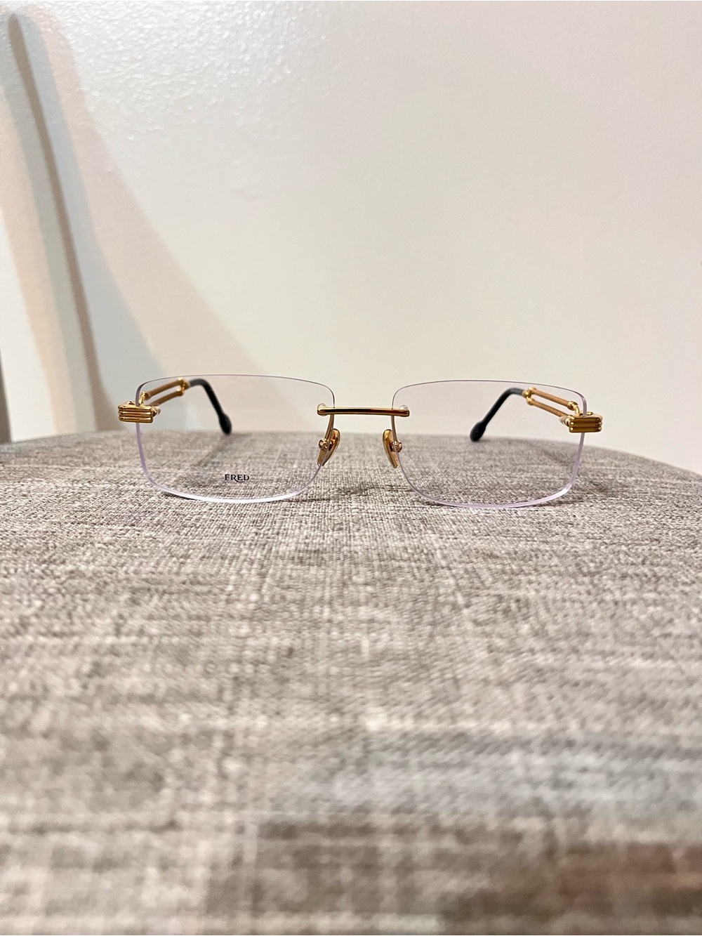 Fred Gold Rimless Men's Glasses - Picture 2 of 7